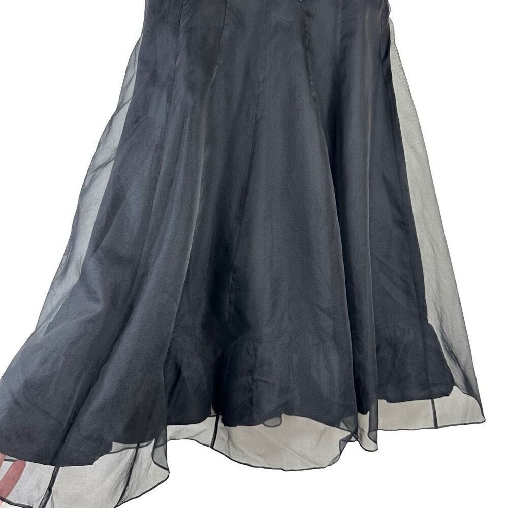 Vintage Rickie Freeman Teri Jon 100% Silk Black A-line Cocktail Dress Womens 6 - Picture 4 of 10